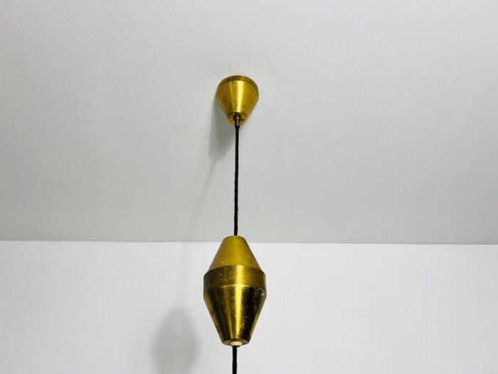 golden brass pendant lamp attributed to fritzschlagel for lyfa 1970s 6831