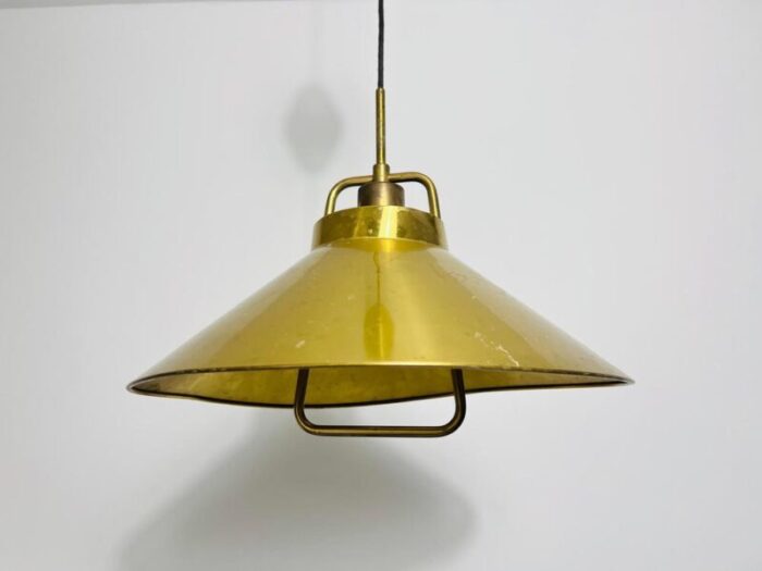 golden brass pendant lamp attributed to fritzschlagel for lyfa 1970s 8563