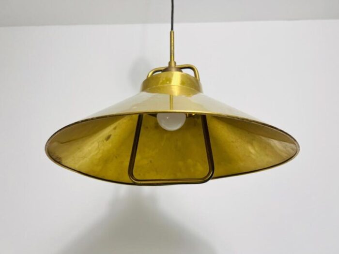 golden brass pendant lamp attributed to fritzschlagel for lyfa 1970s 9803