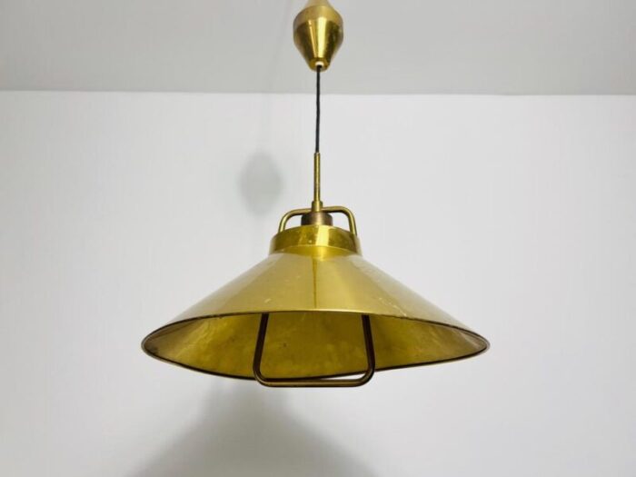 golden brass pendant lamp attributed to fritzschlagel for lyfa 1970s 9837