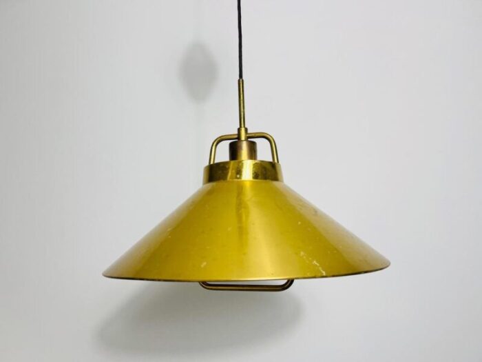 golden brass pendant lamp attributed to fritzschlagel for lyfa 1970s 9886