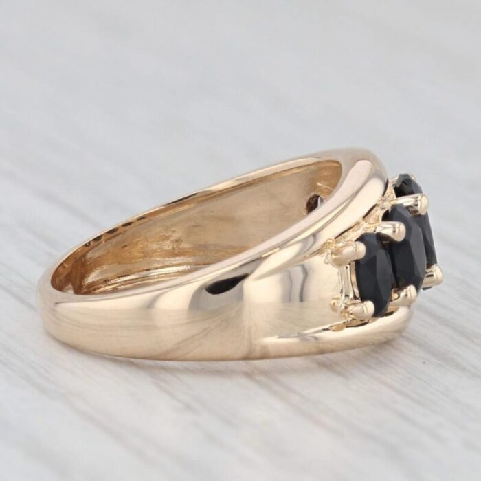 graduated tiered black onyx ring 14k yellow gold size 7 0744