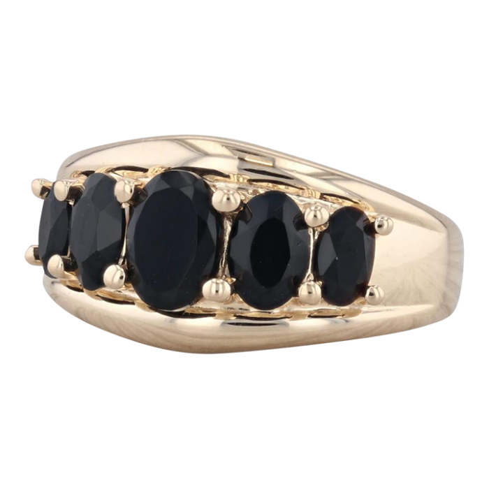 graduated tiered black onyx ring 14k yellow gold size 7 5028