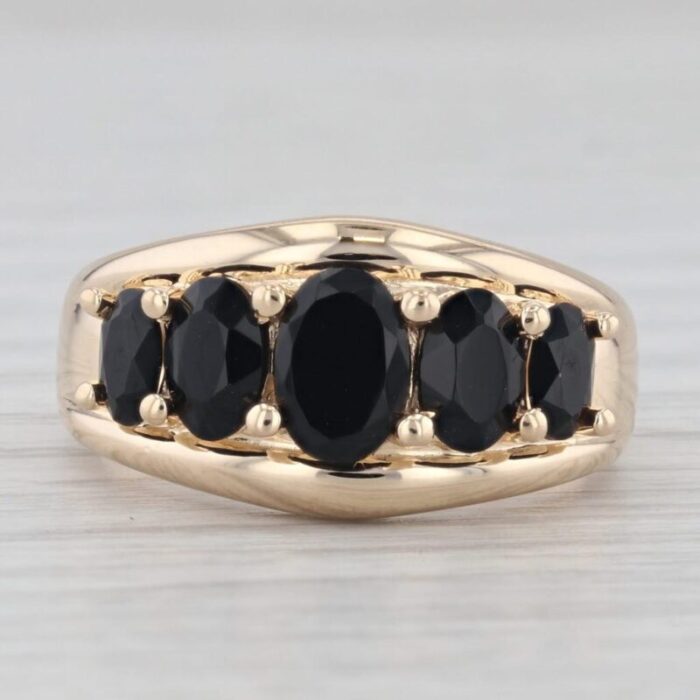 graduated tiered black onyx ring 14k yellow gold size 7 5929