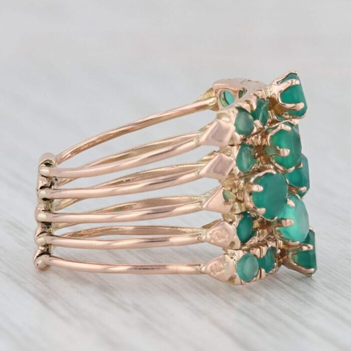 green chalcedony multiband harem ring 14k rose gold size 65 cocktail 0848