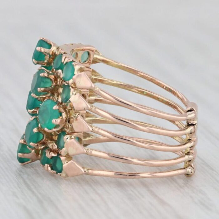 green chalcedony multiband harem ring 14k rose gold size 65 cocktail 3503