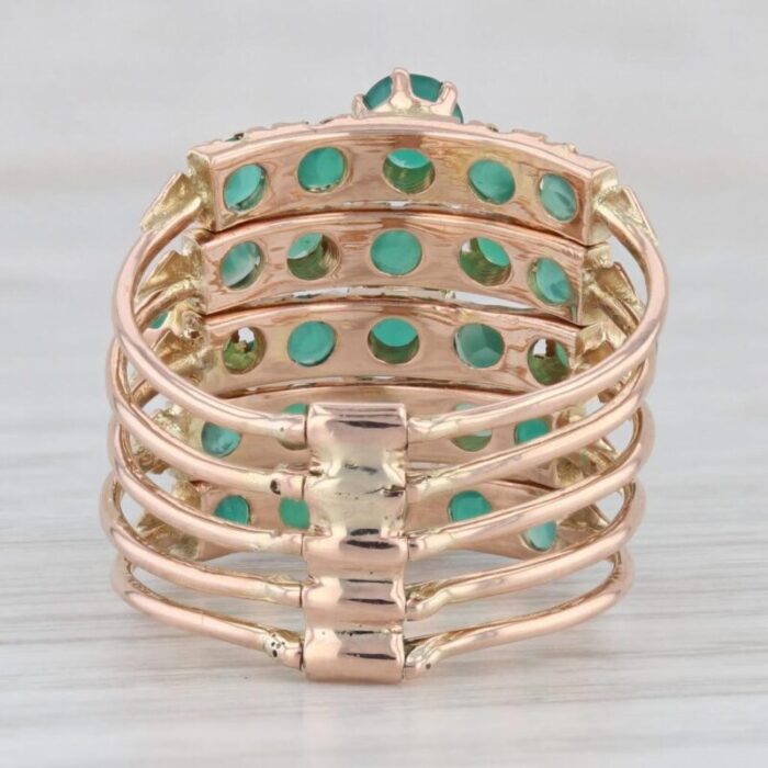 green chalcedony multiband harem ring 14k rose gold size 65 cocktail 4956