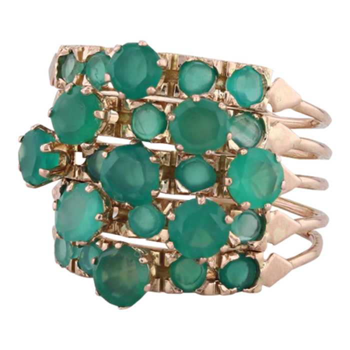 green chalcedony multiband harem ring 14k rose gold size 65 cocktail 5710