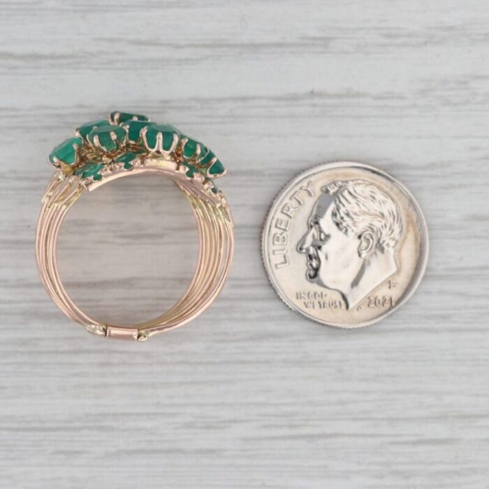 green chalcedony multiband harem ring 14k rose gold size 65 cocktail 7885