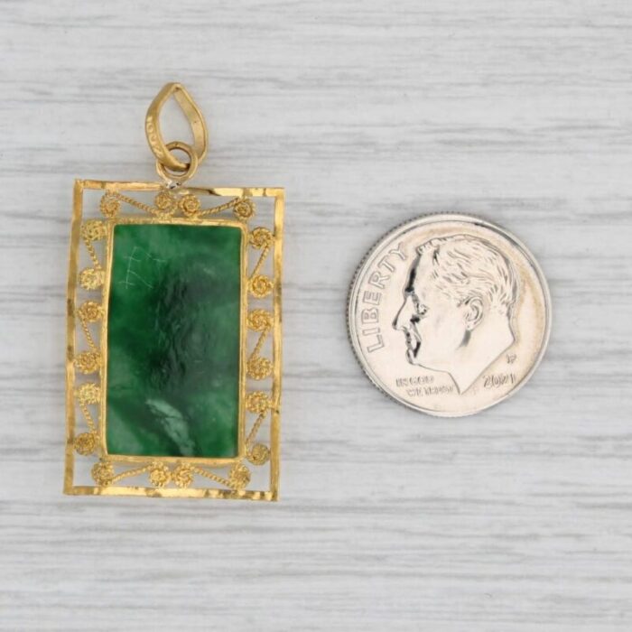 green jadeite jade filgiree pendant 22k yellow gold 0544