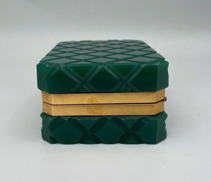 green opaline jewelery box with gold brass frame 4