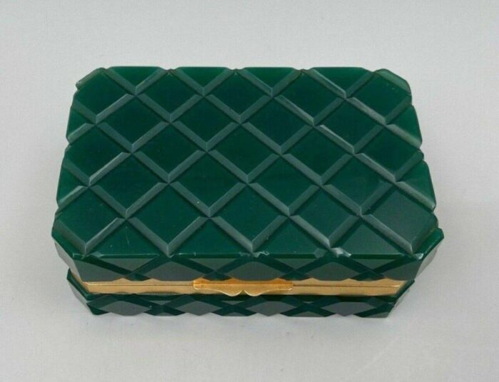 green opaline jewelery box with gold brass frame 6