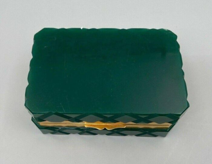 green opaline jewelery box with gold brass frame 7