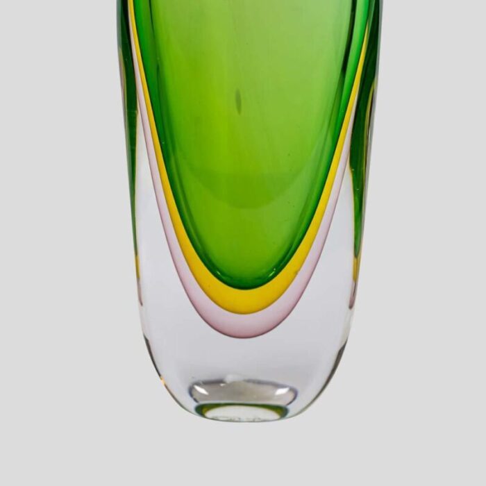 green yellow purple art glass vase by silvano signoreto 1990s 2734