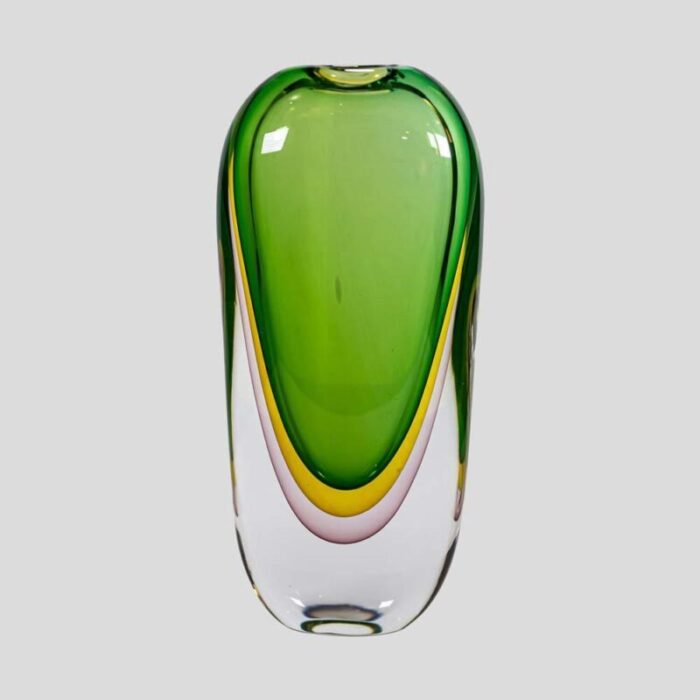 green yellow purple art glass vase by silvano signoreto 1990s 6105