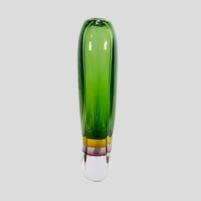 green yellow purple art glass vase by silvano signoreto 1990s 6380