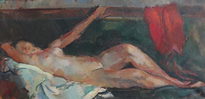 guillaume dulac reclining nude 1920s oil on canvas framed 6297