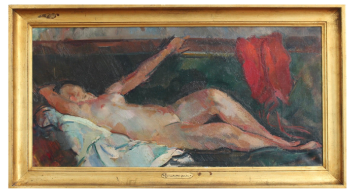 guillaume dulac reclining nude 1920s oil on canvas framed 8831