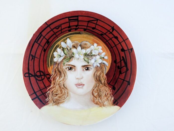 hand painted porcelain st cecilia plate by lithian ricci 1