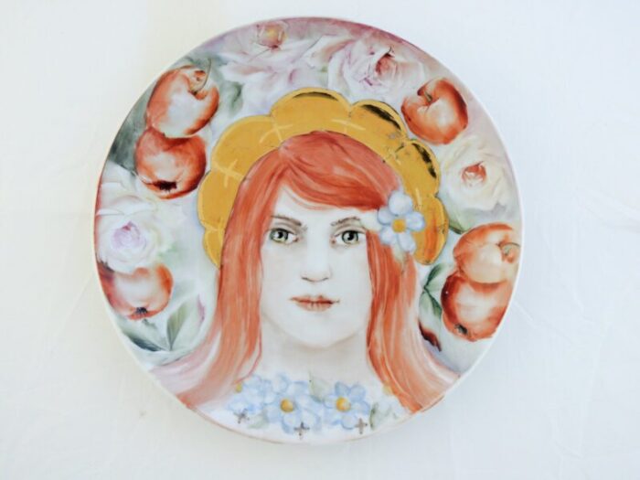 hand painted porcelain st dorotea plate by lithian ricci 1