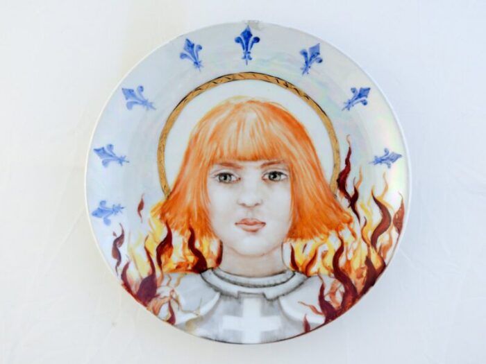 hand painted porcelain st joan of arc plate by lithian ricci 1