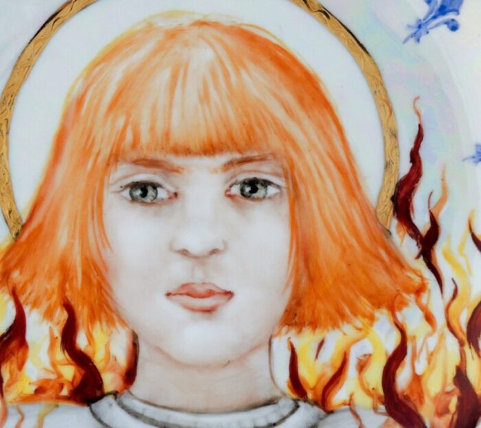 hand painted porcelain st joan of arc plate by lithian ricci 2