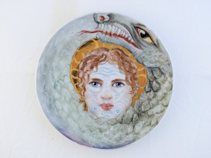 hand painted porcelain st marta plate by lithian ricci 1