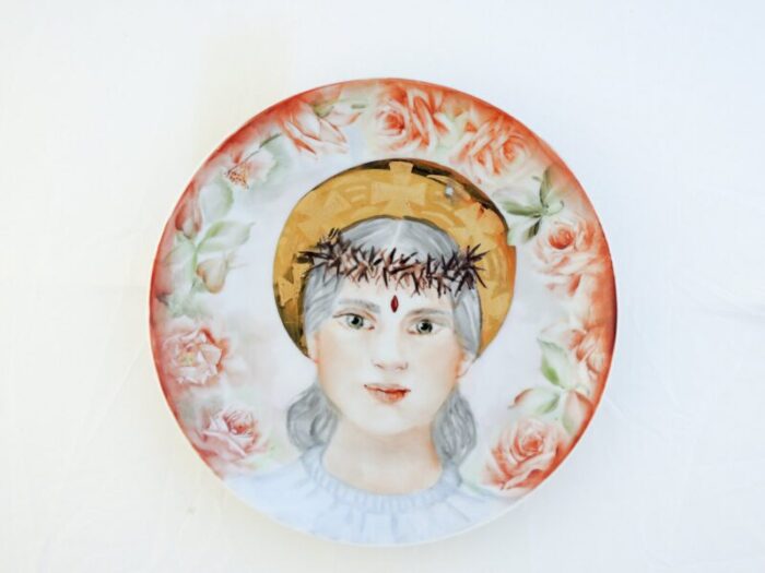 hand painted porcelain st rita plate by lithian ricci 1