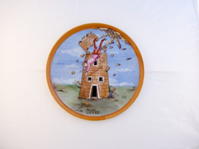 hand painted porcelain the tower plate by lithian ricci 1