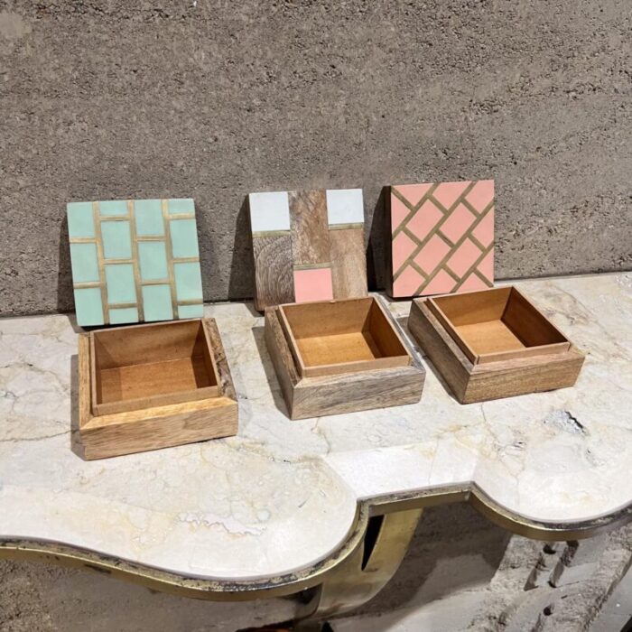 handcrafted three trinket boxes mod geometric design 1280