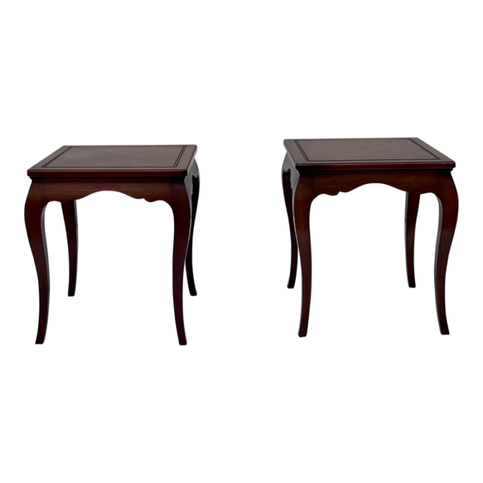 henredon french provincial style walnut side tables pair 0845