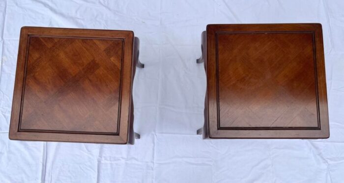 henredon french provincial style walnut side tables pair 5776