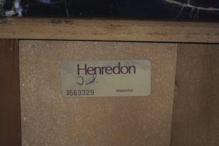 henredon marble top mahogany 5 drawer 12 round server chest 0474