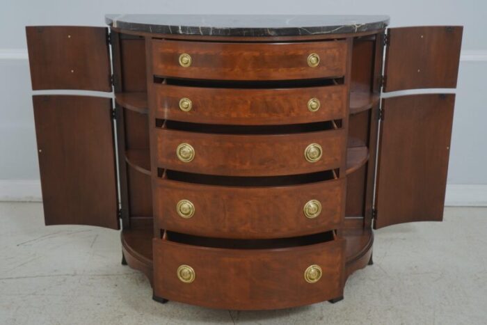 henredon marble top mahogany 5 drawer 12 round server chest 1387