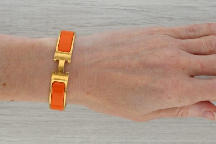 hermes bangle bracelet orange enamel click h designer statement 625 0262