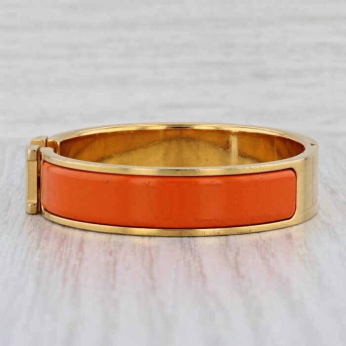 hermes bangle bracelet orange enamel click h designer statement 625 6304