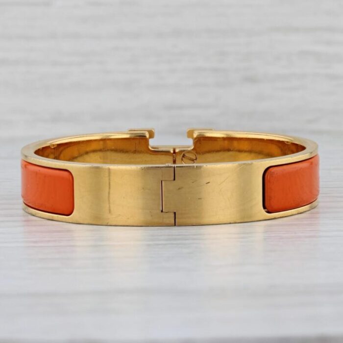 hermes bangle bracelet orange enamel click h designer statement 625 7108