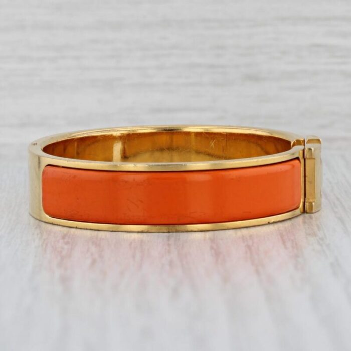 hermes bangle bracelet orange enamel click h designer statement 625 7689