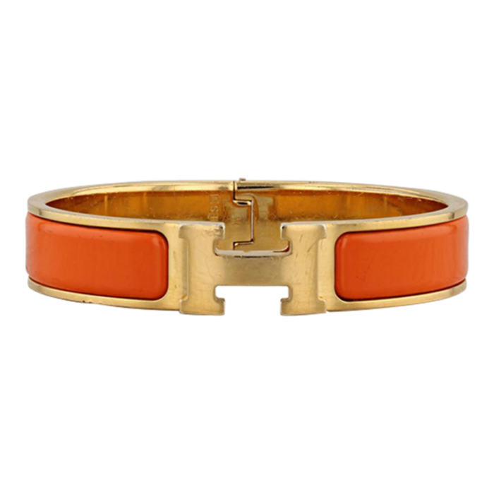 hermes bangle bracelet orange enamel click h designer statement 625 8549