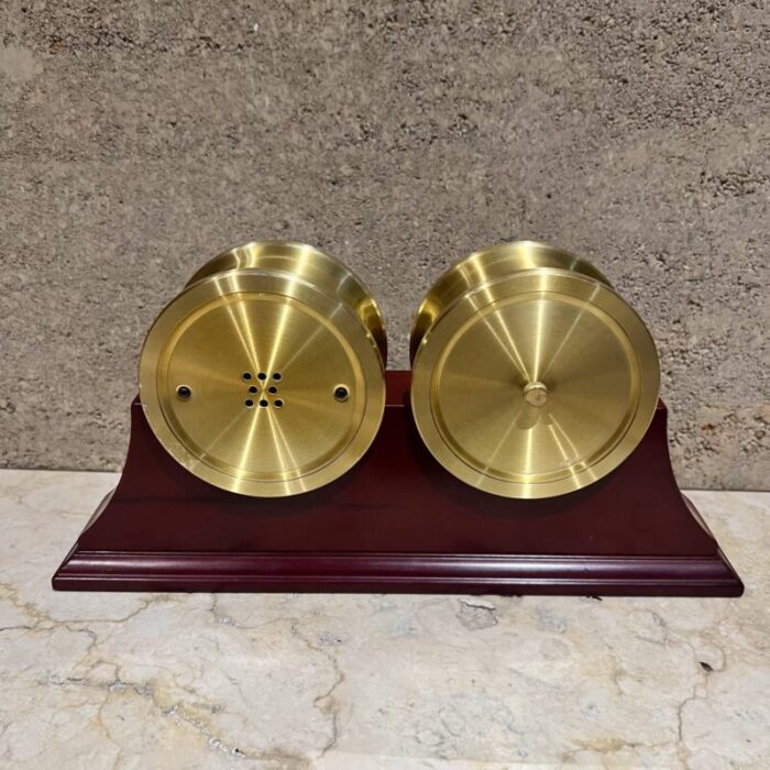 howard miller brass mahogany desk clock weather and barometer maritime 1355