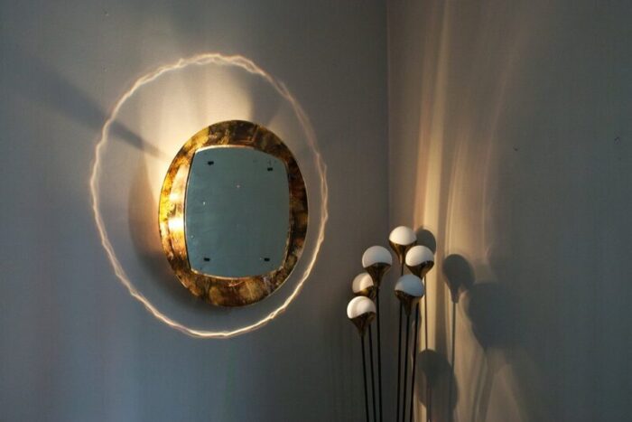 illuminated wall mirror by santambrogio and de berti italy ca 1950 6