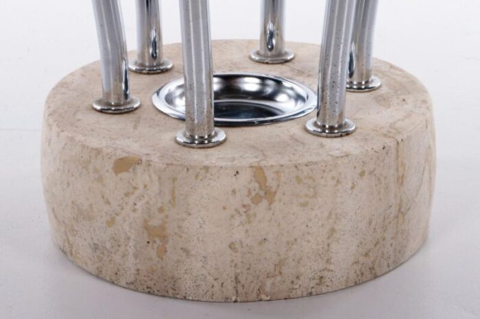 italian architectural travertine chrome coat rack 1960s 9