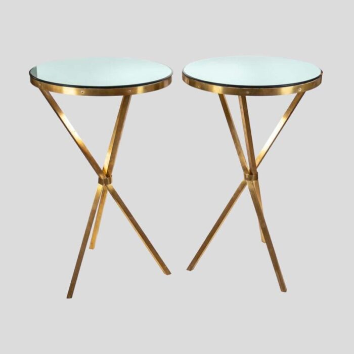 italian brass gueridon side table 1960s set of 2 3876