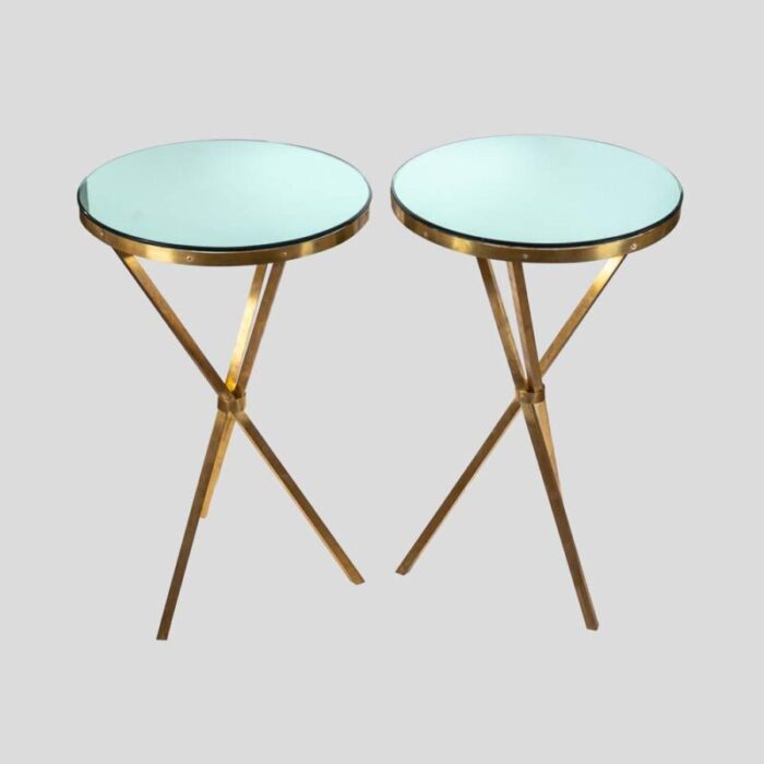 italian brass gueridon side table 1960s set of 2 9476