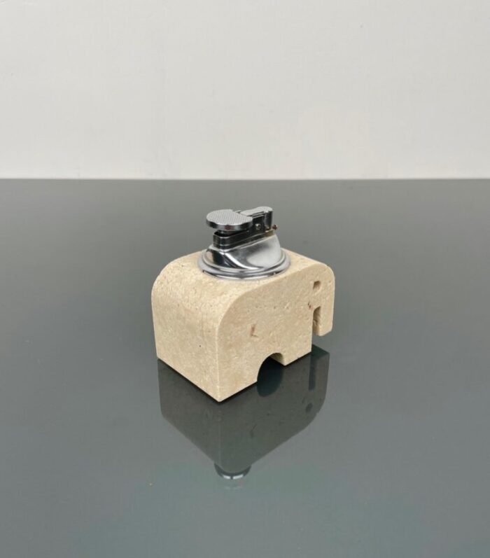 italian lighter elephant in travertine by fratelli mannelli 1970s 10