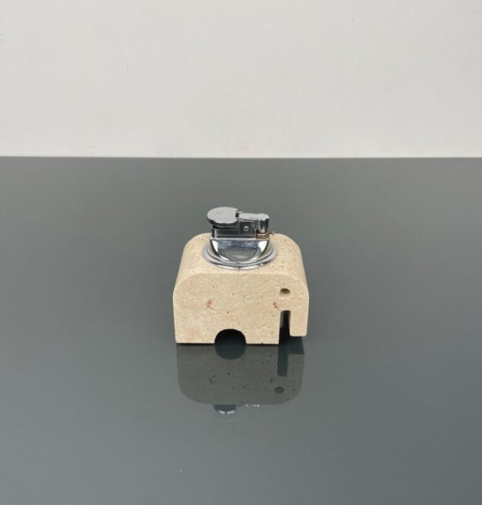 italian lighter elephant in travertine by fratelli mannelli 1970s 3