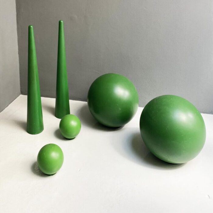 italian modern green plastic props from scenography 1990s set of 6 6