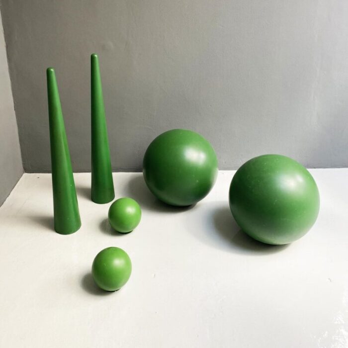 italian modern green plastic props from scenography 1990s set of 6 7