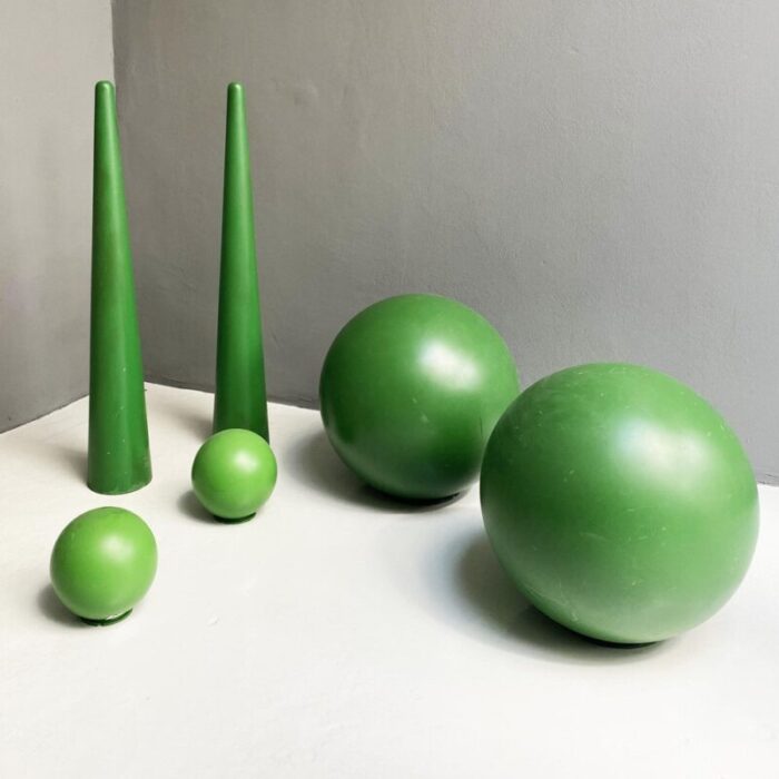 italian modern green plastic props from scenography 1990s set of 6 8