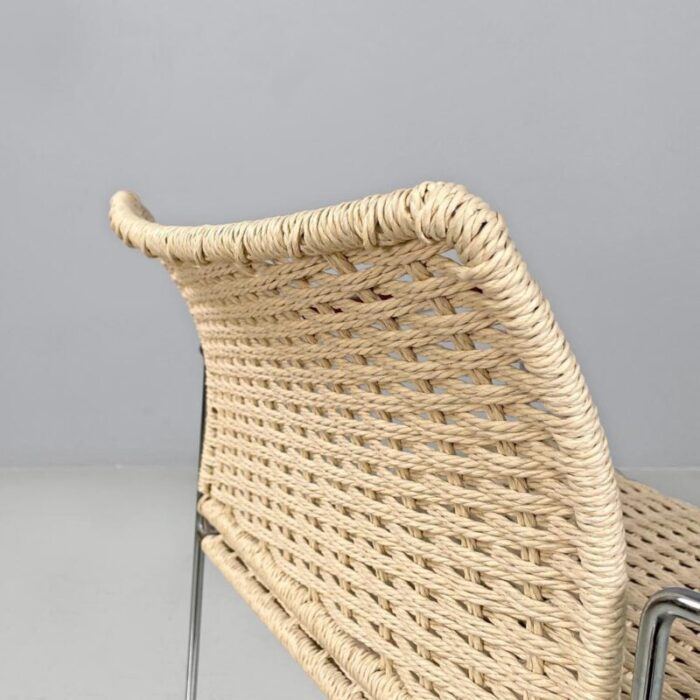 italian modern rope chair in chromed metal structure 1970s 1699